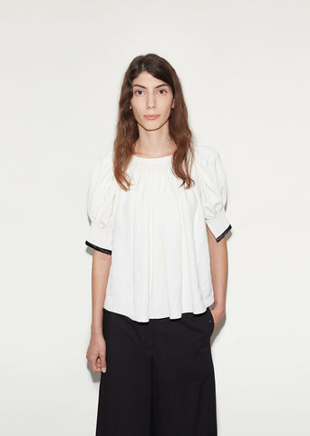 Gathered Linen Blouse