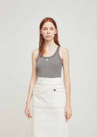 Lurex Striped Docket Ribbed Knit Tank