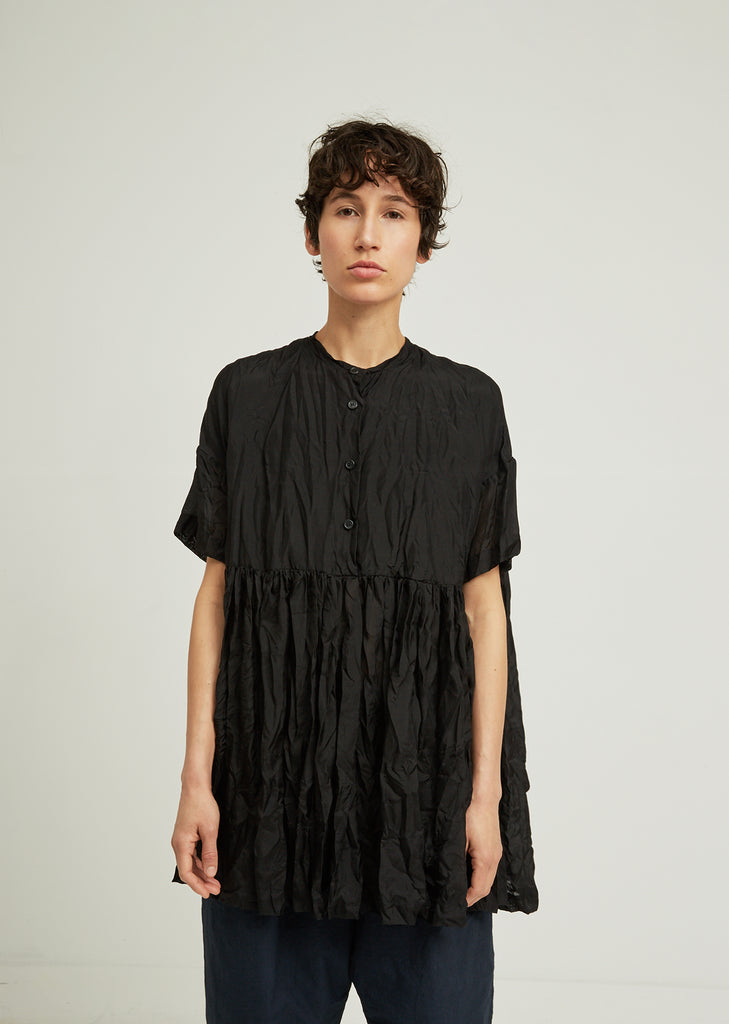 Bebe Silk Crinkle Pleated Shirt