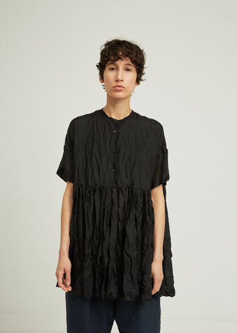 Bebe Silk Crinkle Pleated Shirt