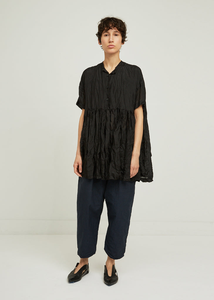 Bebe Silk Crinkle Pleated Shirt