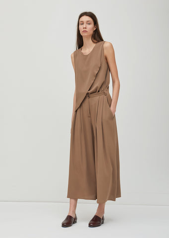Silk Crepe Pleated Pants