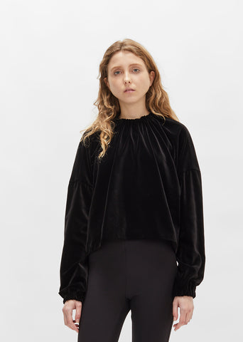 Velvet Elastic Collar Top