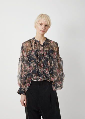 Linen Silk Floral Blouse