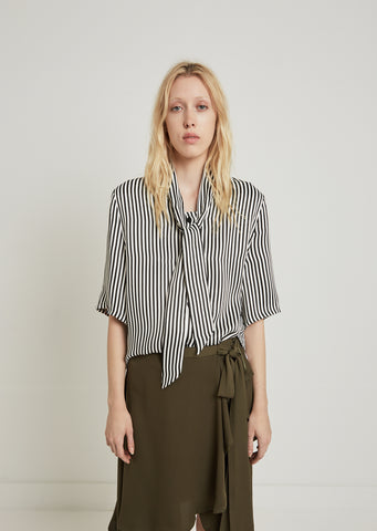 Striped Tie Front Blouse