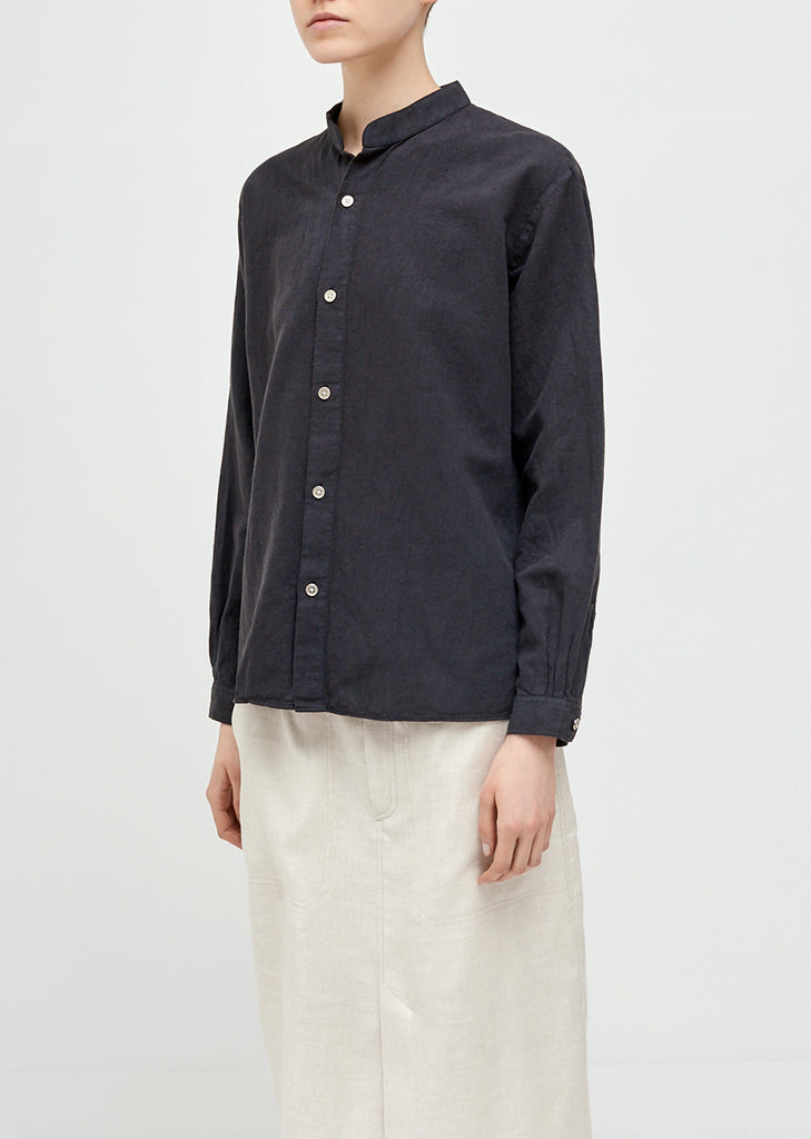 Daze Cotton Linen Collarless Shirt