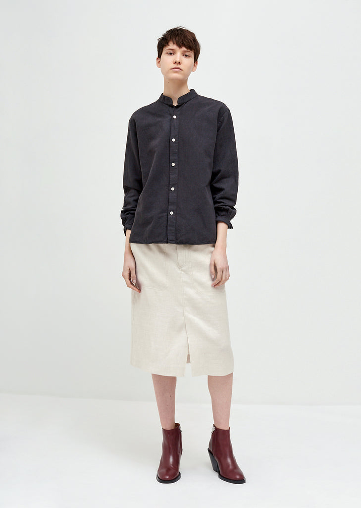 Daze Cotton Linen Collarless Shirt