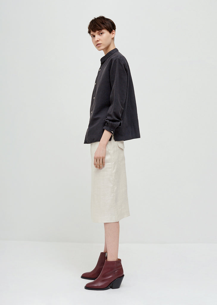 Daze Cotton Linen Collarless Shirt