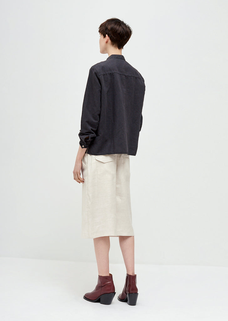 Daze Cotton Linen Collarless Shirt