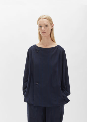 Parallel Jersey Button Blouse