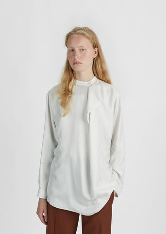 Dominique Silk Collarless Blouse