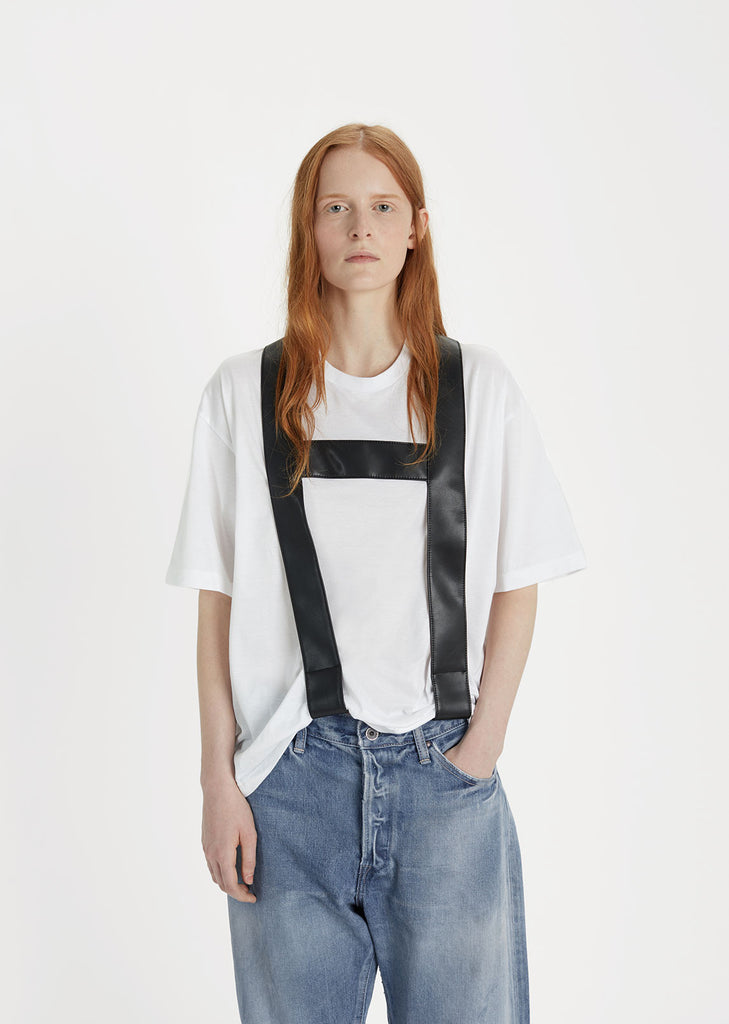 Synthetic Leather Strap Top