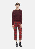 Wool Tartan Check Cotton Denim Trousers