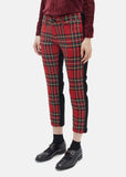 Wool Tartan Check Cotton Denim Trousers