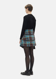 Wool Tartan Check Flared Skirt