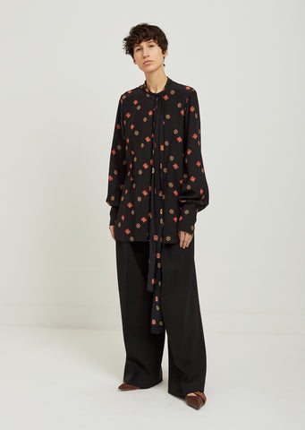 Floral Polka Dot Tie Shirt