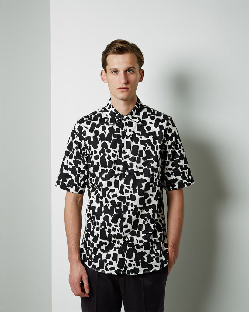 Short Sleeve Printed Polo Neck Shirt