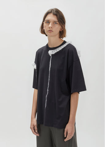 Crochet Applique Trimmed Cotton Jersey Tee