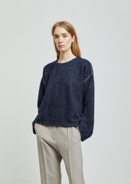 美品20AW MAISON MARGIELA バムバッグ ネイビー　ステッチ Metallic Contrast Stitch Sweater by MM6 Maison Margiela- La Garçonne