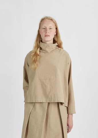 Wide Collar Canvas Blouse