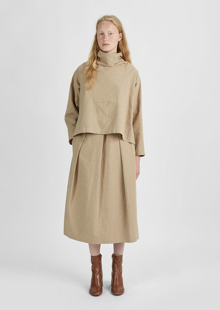 Wide Collar Canvas Blouse