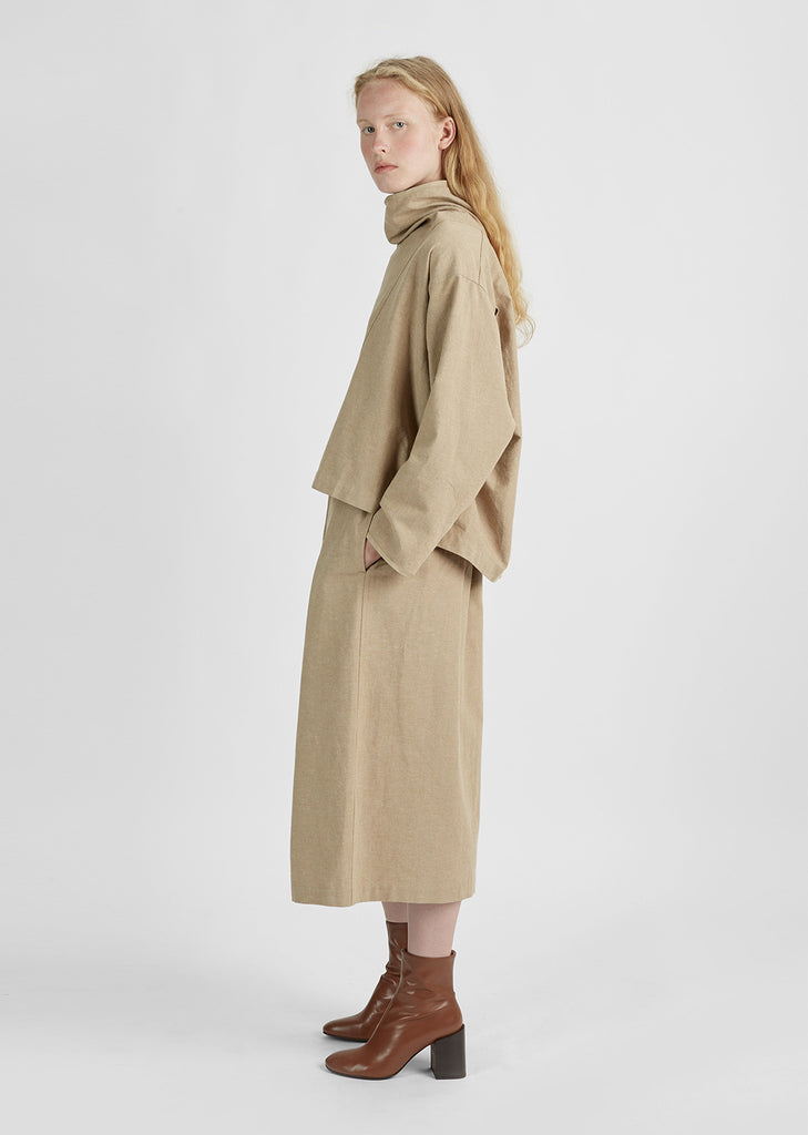 Wide Collar Canvas Blouse