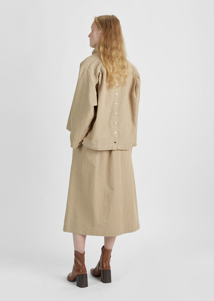 Wide Collar Canvas Blouse