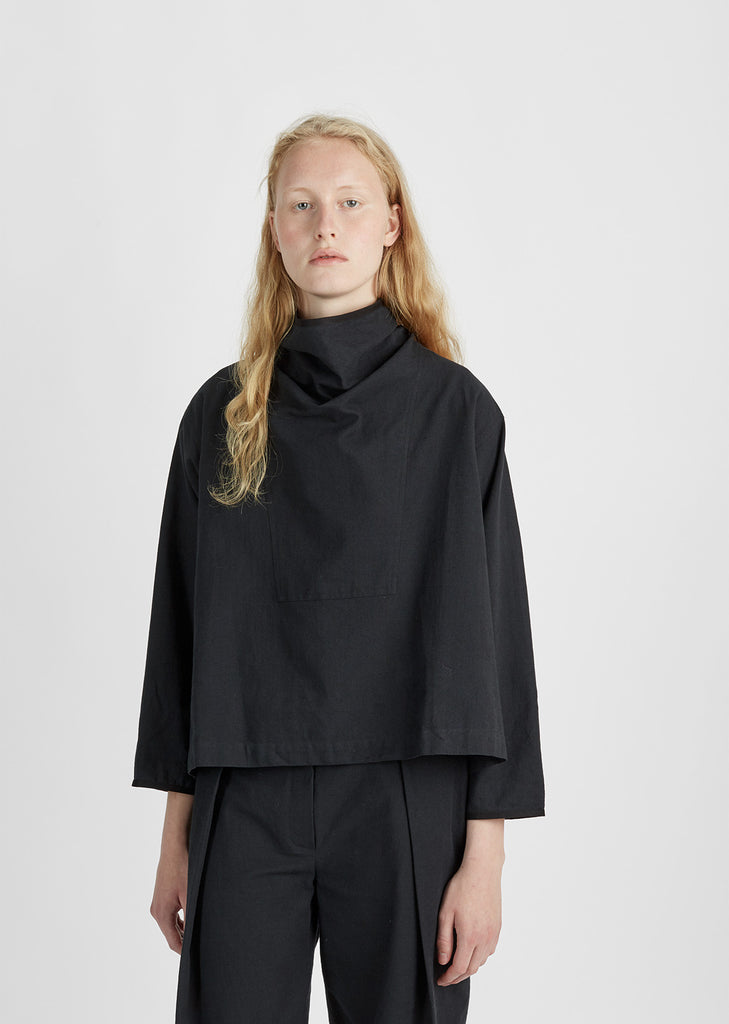 Wide Collar Canvas Blouse