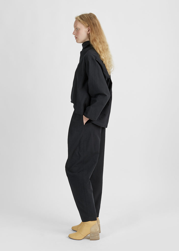 Wide Collar Canvas Blouse