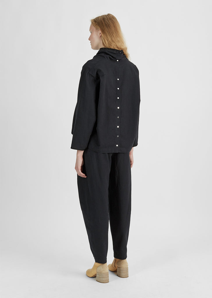 Wide Collar Canvas Blouse