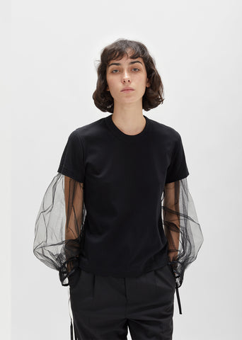 Cotton Top With Tulle Sleeves