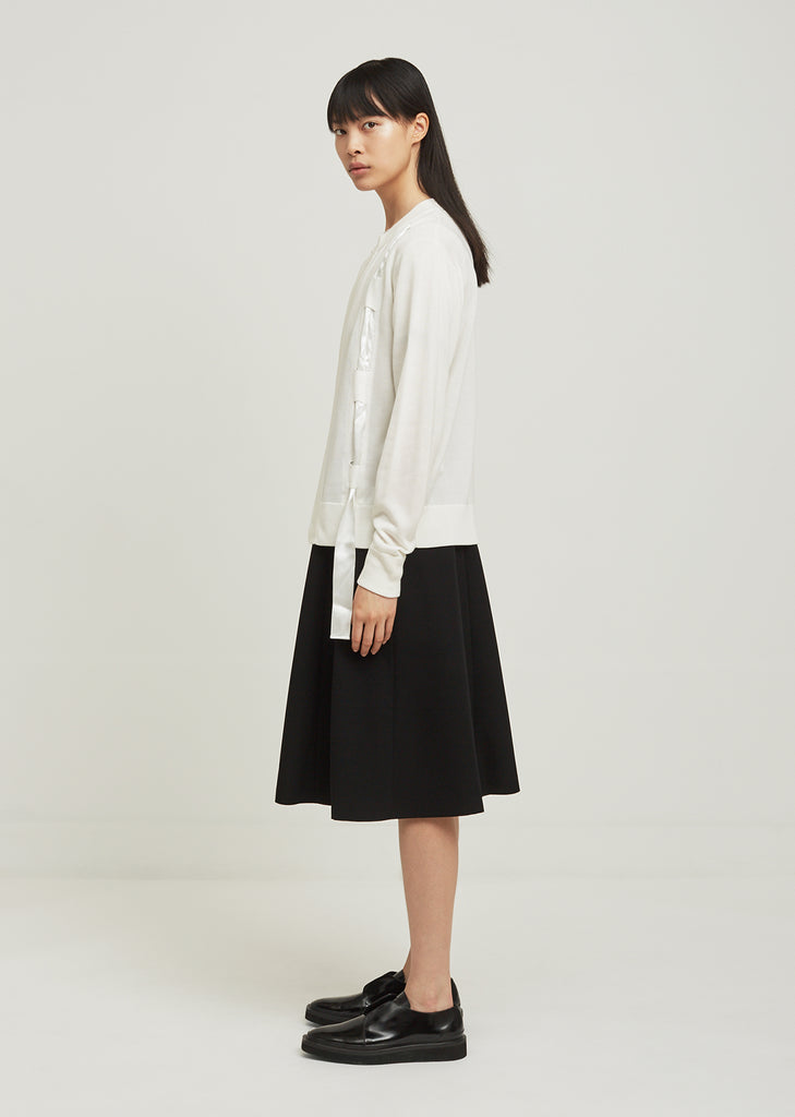 Rib Knit Tape Ribbon Cardigan