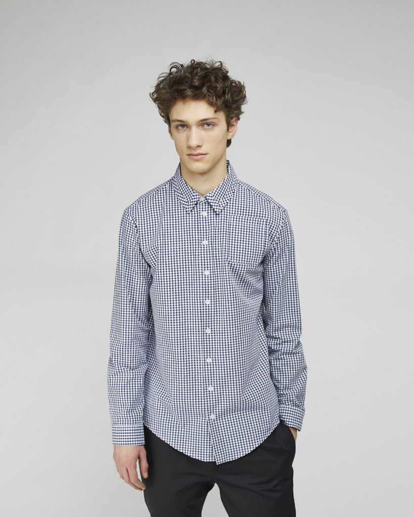 Seamed Collar Gingham Shirt
