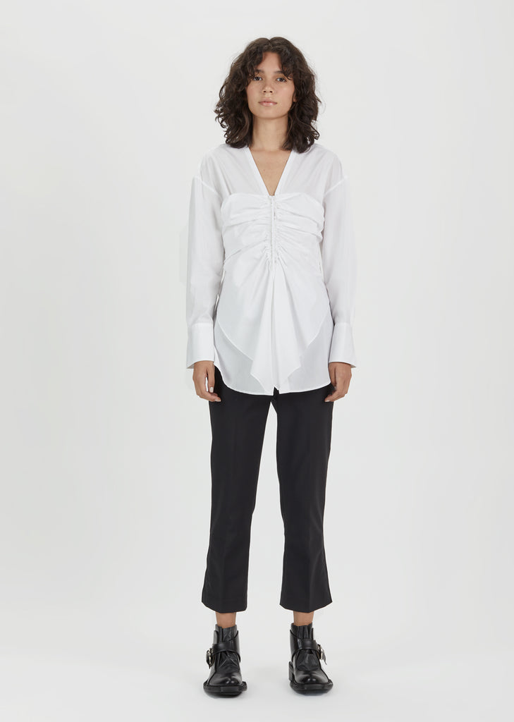 Cotton Poplin Gathered Front Blouse