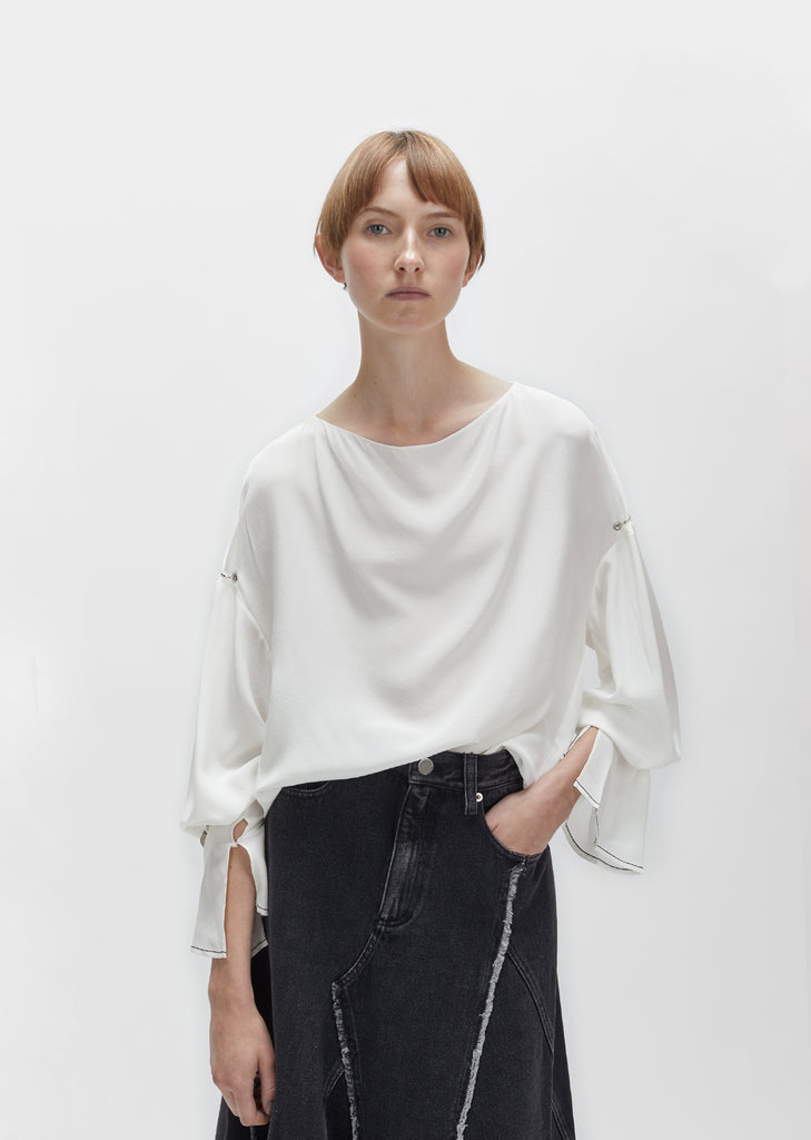 Pierced Sleeves Draped Blouse