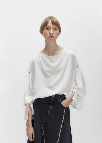 Pierced Sleeves Draped Blouse