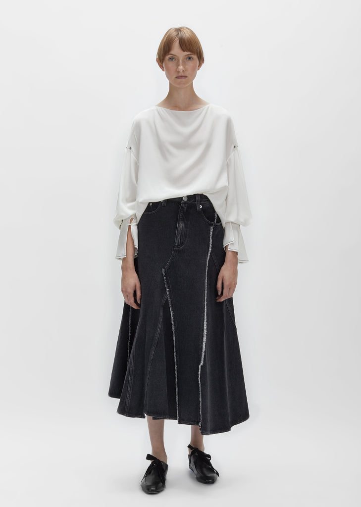 Pierced Sleeves Draped Blouse