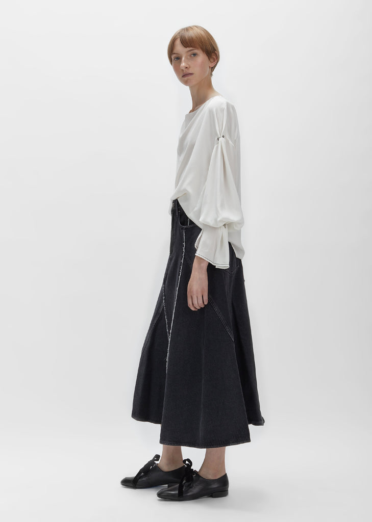 Pierced Sleeves Draped Blouse