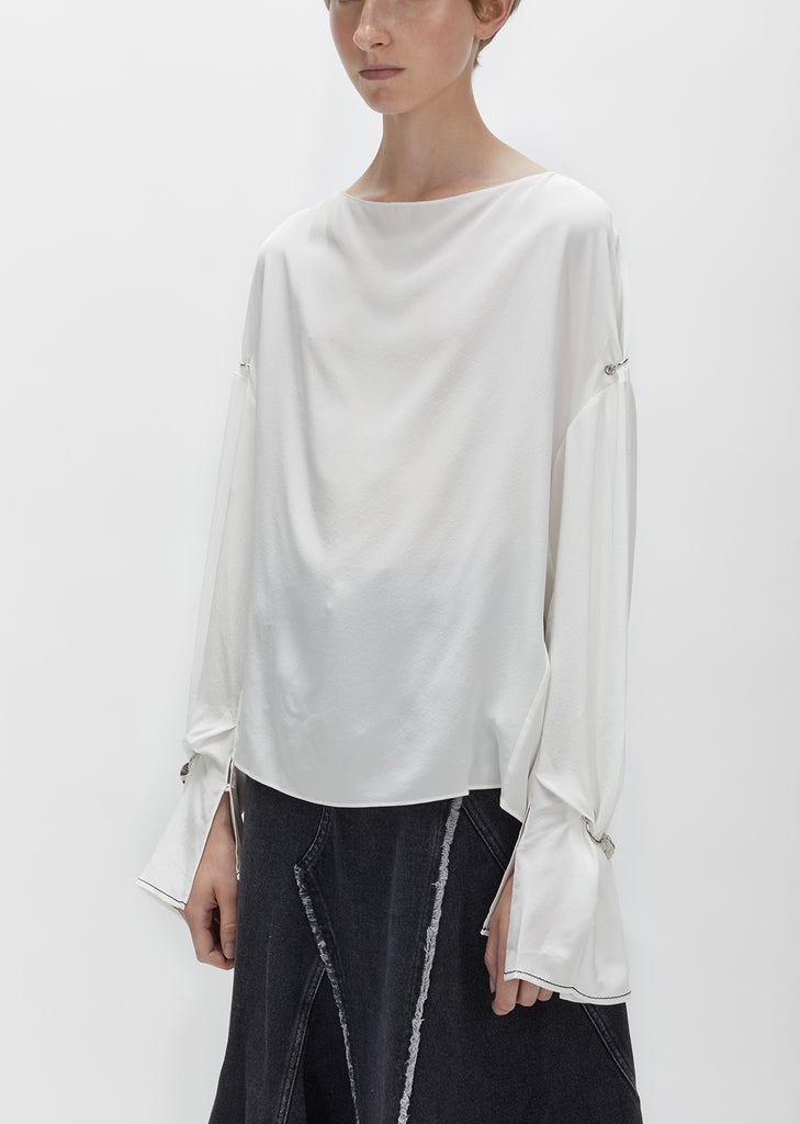 Pierced Sleeves Draped Blouse