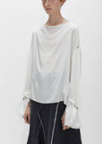 Pierced Sleeves Draped Blouse