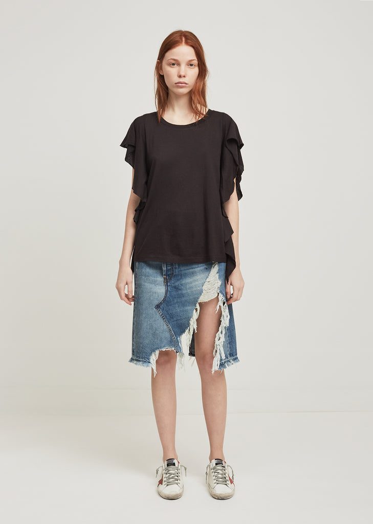 Wash Black Flutter Tee