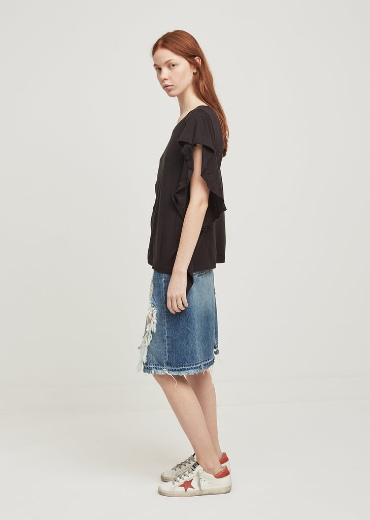 Wash Black Flutter Tee