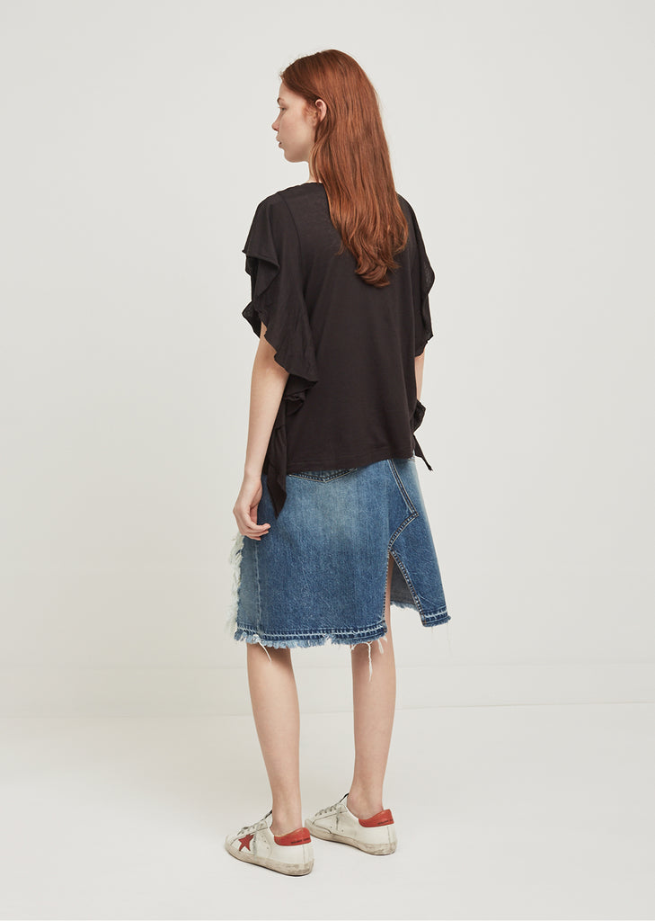 Wash Black Flutter Tee