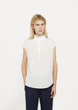 Silk Cotton Voile Ruffle Neck Top