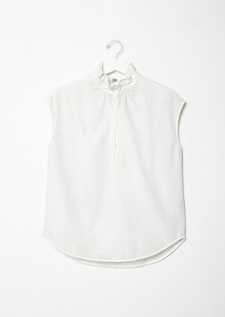 Silk Cotton Voile Ruffle Neck Top