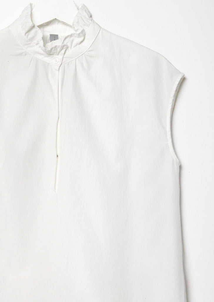 Silk Cotton Voile Ruffle Neck Top