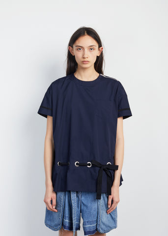 Cotton Poplin Grosgrain Belt Top