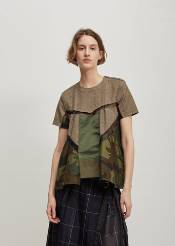 Glencheck Stripe Short Sleeve Top