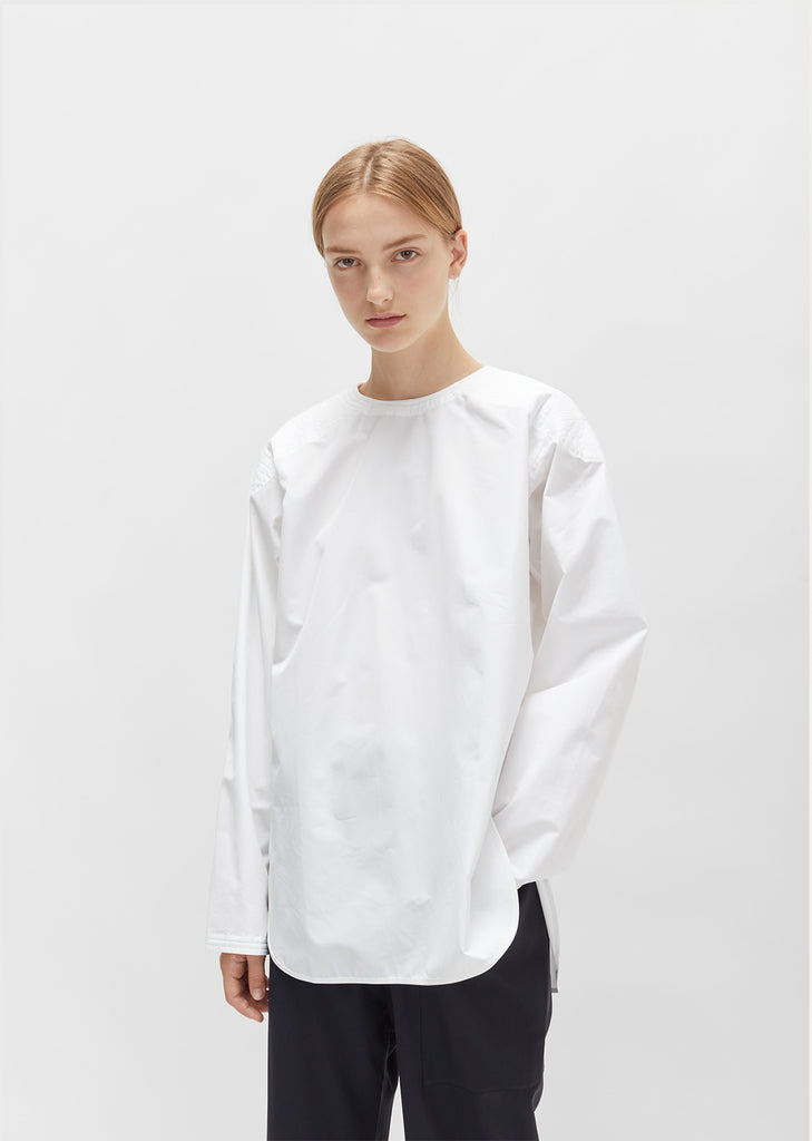 Quilted Shoulder Cotton Blouse