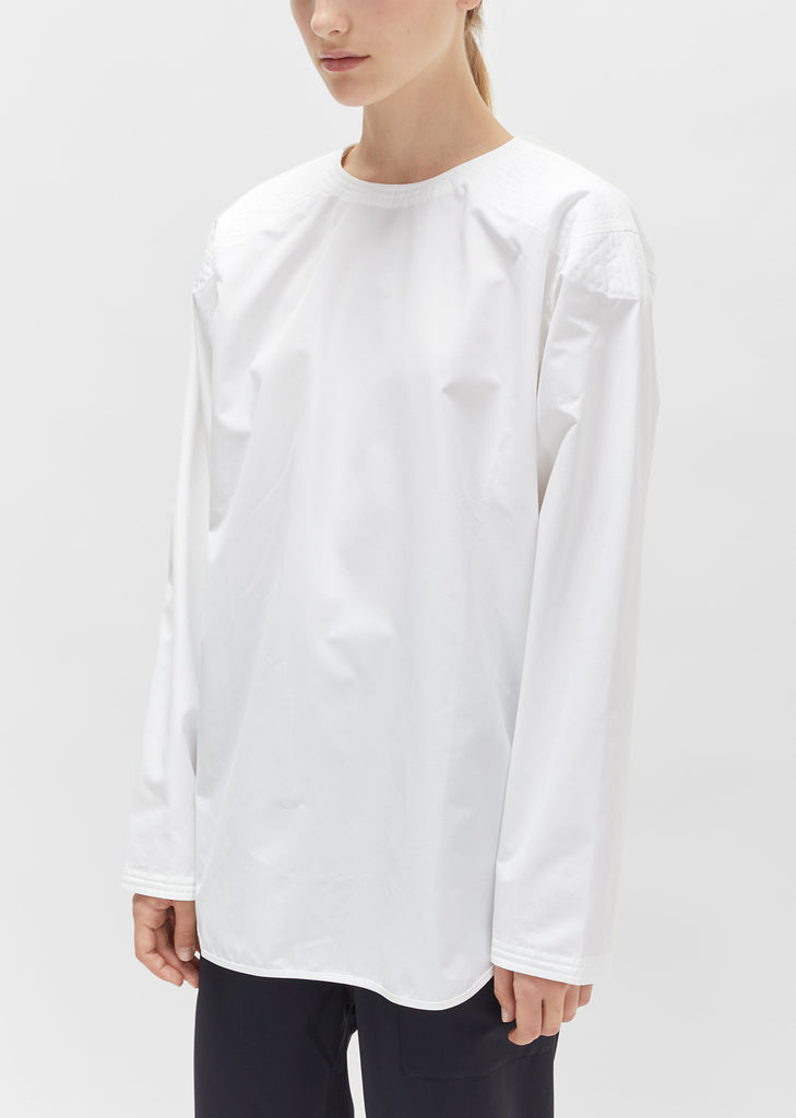 Quilted Shoulder Cotton Blouse